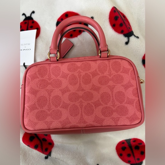 Coach X Peanuts Coral Lucy Satchel Bag  CBJ62 Crossbody Signature Canvas - Picture 5 of 9